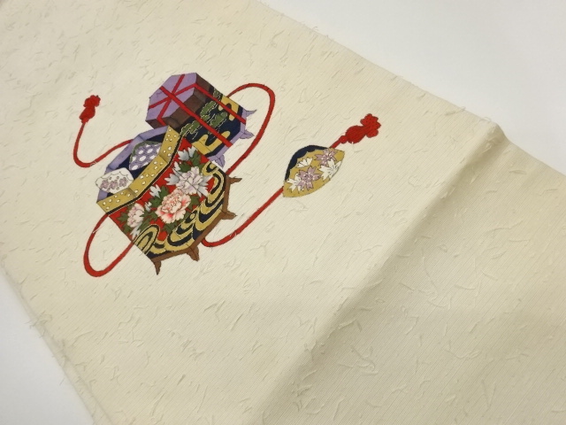 JAPANESE NAGOYA OBI / KINSAI / HAND PAINTED / PEONY / ARTIST WORK